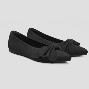 VIVAIA Black Pointed Toe Knit Ballet Flats Size 42 Bow Detail Casual Comfy Shoes